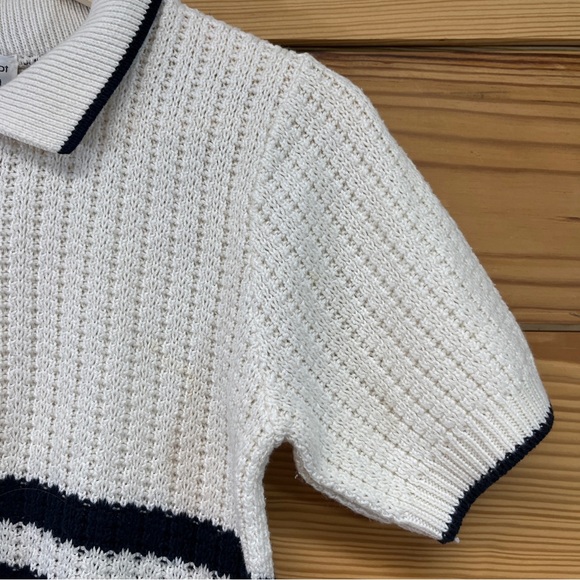 The Petite Concept by Devon Vtg Sweater Small White Blue Collared Nautical B80 - Picture 7 of 15